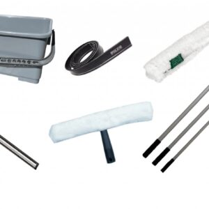 2m window cleaning kit with telescopic pole, squeegee, washer, bucket and spares